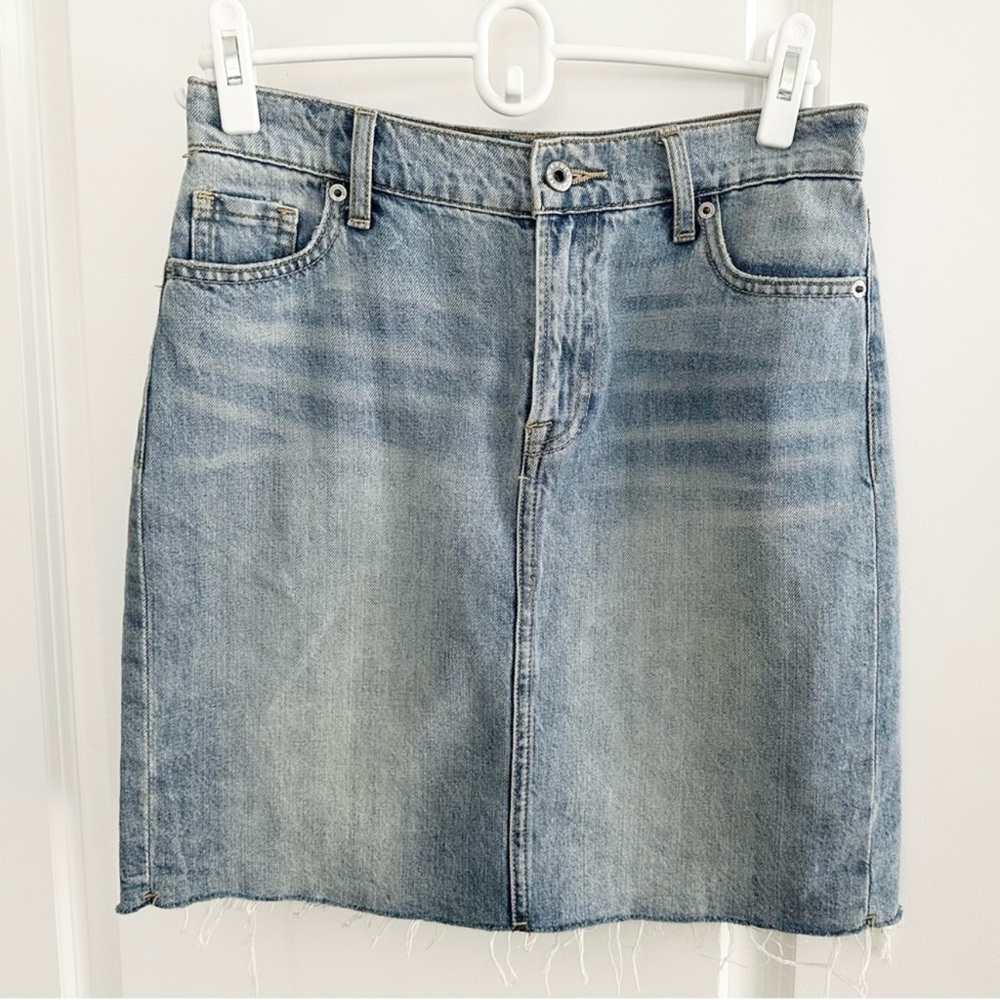 Lucky Brand Medium Light Wash Denim High Rise Mini Pencil Skirt
